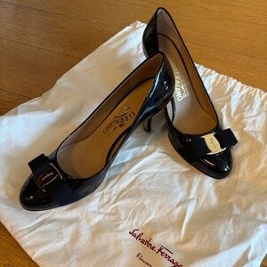 Salvatore Ferragamo black patent leather heels